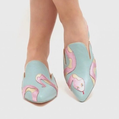 Butrich snake Anaconda mule shoes flat size 6.5 (37) women s designer shoes