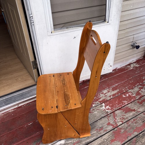 Wooden Folding Library Ladder Chair,2 in 1 Lightweight Portable Multifunctional