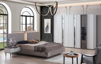 Schlafzimmer Set Modern Bett 2X Nachttische Und Kleiderschrank 4Tlg Neu