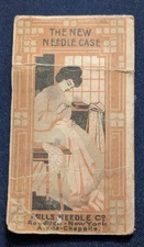 VICTORIAN NEEDLE CASE PAPER FOLDER w/NEEDLES MILLS NEEDLE CO.