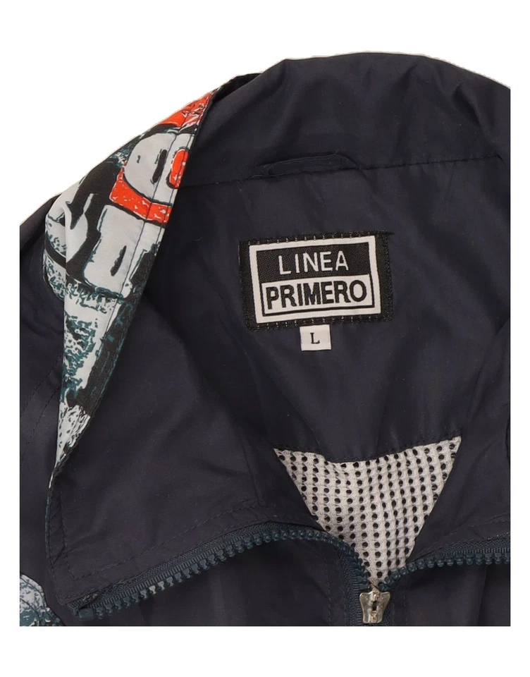 LINEA PRIMERO Herren Trainingsanzug Oberteil Jacke Large Navy Blau Geometrisch DW10 - Bild 4 von 4