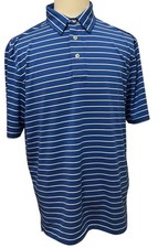 STRAIGHT DOWN L Performance Blue Striped Polo