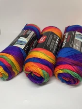 Lot 3 Skeins ~141g Ea Red Heart Super Saver Yarn: Favorite Stripe Preowned READ