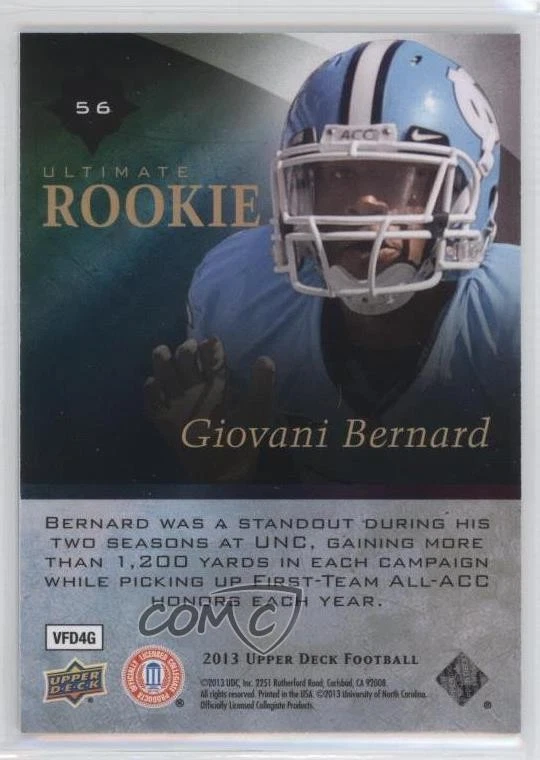 2013 Upper Deck Ultimate Rookies /525 Giovani Bernard #56 RC - Image 2 of 2