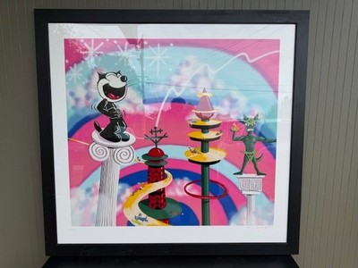 Kenny Scharf ''Felix on a Pedestal'' 1998 signed & framed LE Print 78/150 