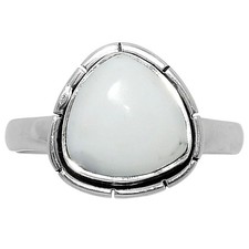 Natural White Opal 925 Sterling Silver Ring Size 9 Wholesale Jewelry USA