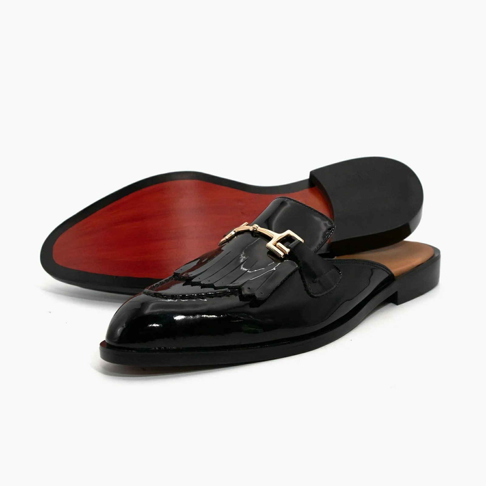 Zapatos sin cordones negros hechos a mano para hombre con borlas, negros