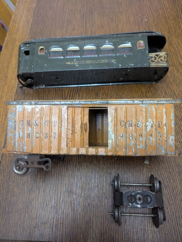 Lionel Standard Gauge Cattle Car, Observation Car &  Misc. All For Parts.
