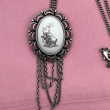 Disney Couture Jewelry White Rabbit Pendant Chain Necklace Alice in Wonderland