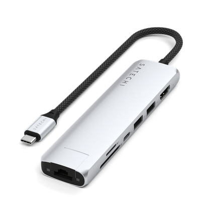 Satechi USB-C 7-in-1 Slim Multiport Adapter with Ethernet Silver