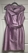 Tahari Arthur Levine Lilac Sheath Size 10 Belt Wool Silk Blend