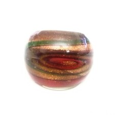Brown Copper Gold and Green Art Glass Domed Fashion Ring Size 8