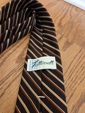 Vintage Tattersall Mens Necktie Brown Diagona...