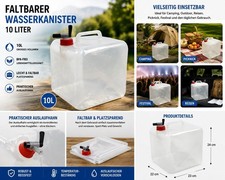 Faltbare Wasserkanister 10 L Auslaufhahn Trinkwasser, Camping FaltKanister