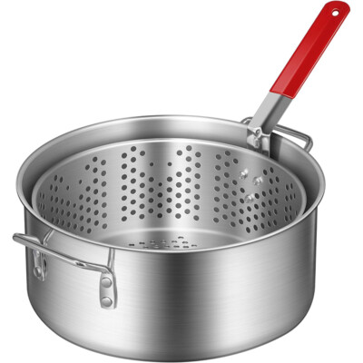 10Qt Aluminum Fish Fryer Pot w/ 6.7Qt Basket Deep Fryer Pot for Chicken Chips
