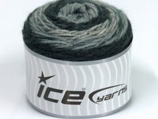 2-Skein Lot Cakes Yarn Light Acrylic 2x140g/225m Black Grey Shades