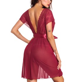 Women's Lace Kimono Robe Sexy Babydoll Lingerie Deep V Neck Nightgown Cover Up