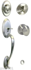 Satin Nickel Handleset For front door Entrance Door with Oval egg shape Knob