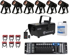 (6) American Dj Saber Spot Dtw 15w Ww Led Spotlights+dmx Control+fogger+cables