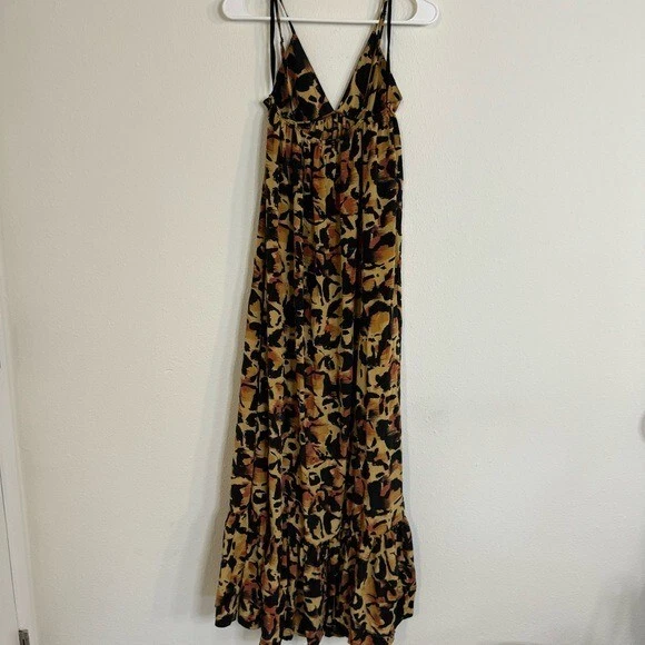 Torn by Ronny Kobo animal print silk blend maxi gown small - Image 3 of 4