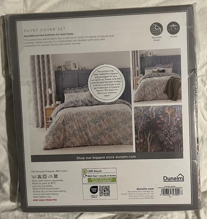 BRAND NEW Dunelm Super King Duvet Set plus Oxford Pillowcases