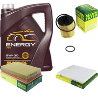 MANN-FILTER Inspektionspaket Mannol 5L Energy 5W-30 FüR Opel Agila (A) 1.2 16V