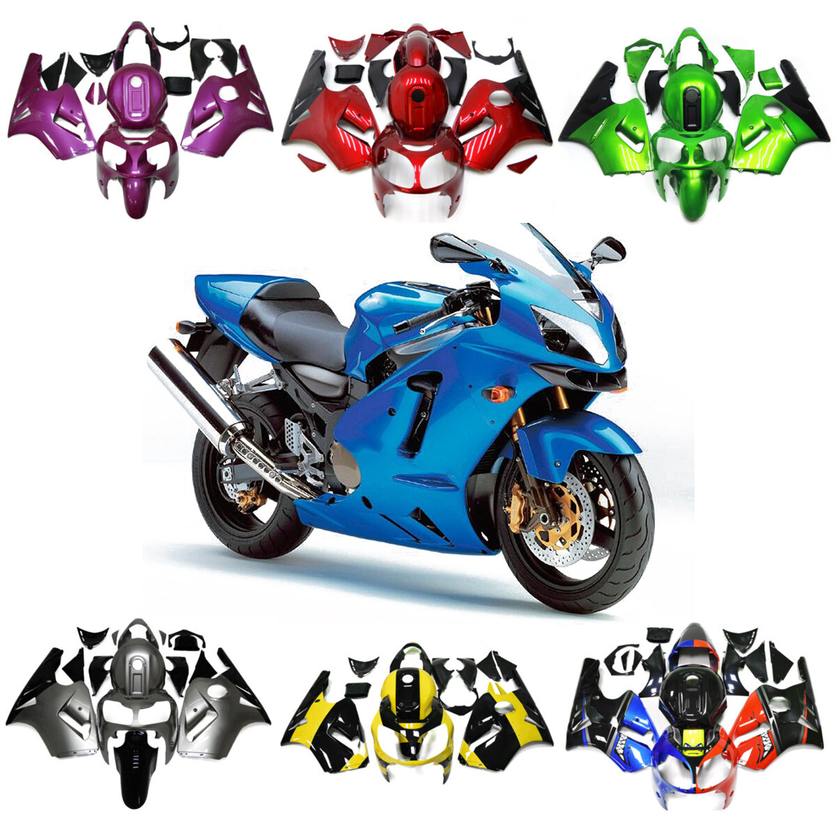 ABS Plastic Fairings For Kawasaki Ninja ZX12R 2000 2001 Fairing Kit Bodywork