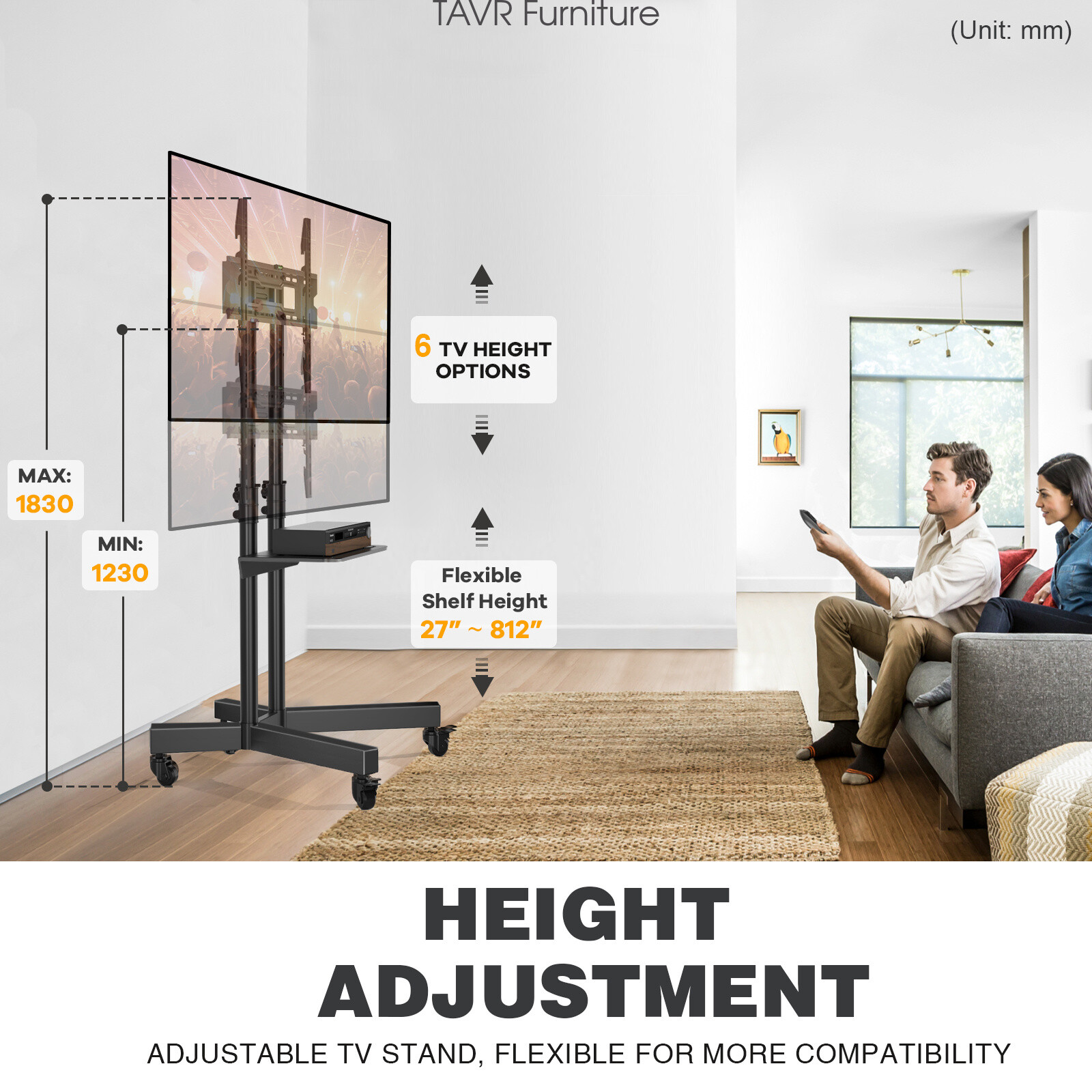 Modern Rolling TV Stand Wheels for 32 to 75 inch Flat TVs Floor Trolley Cart eBay