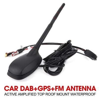 Universal Car DAB+GPS+FM Antenna Active Amplified Top Roof Mount Waterproof