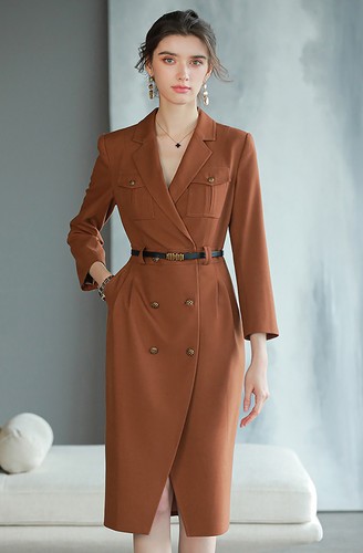 Women's Jacket Dresses Double Breasted Dressy Business Workwear Casual Outfits - Picture 2 of 16