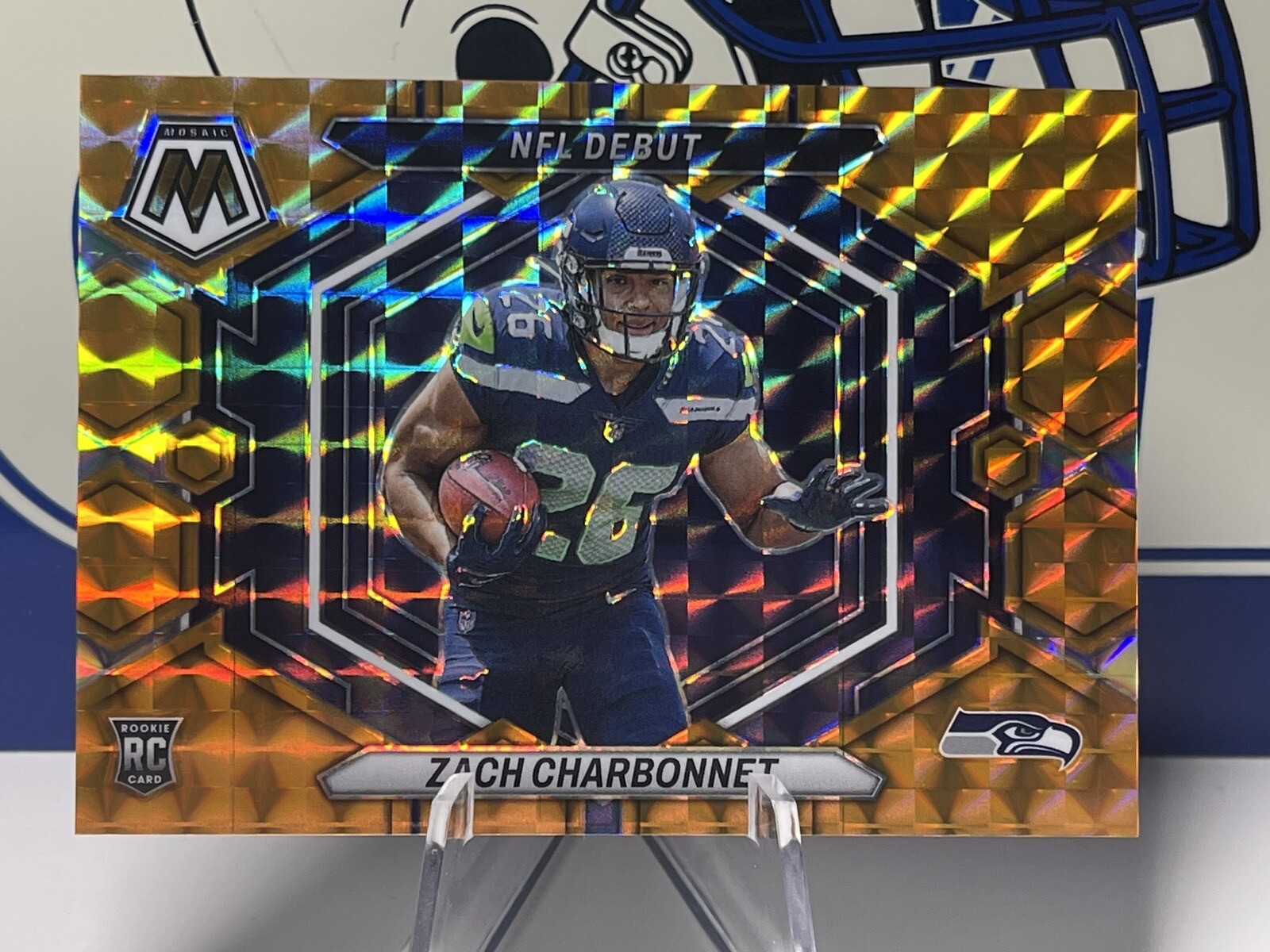 2023 Panini Mosaic NFL Debut Zach Charbonnet Orange Prizm /199 Seahawks RC