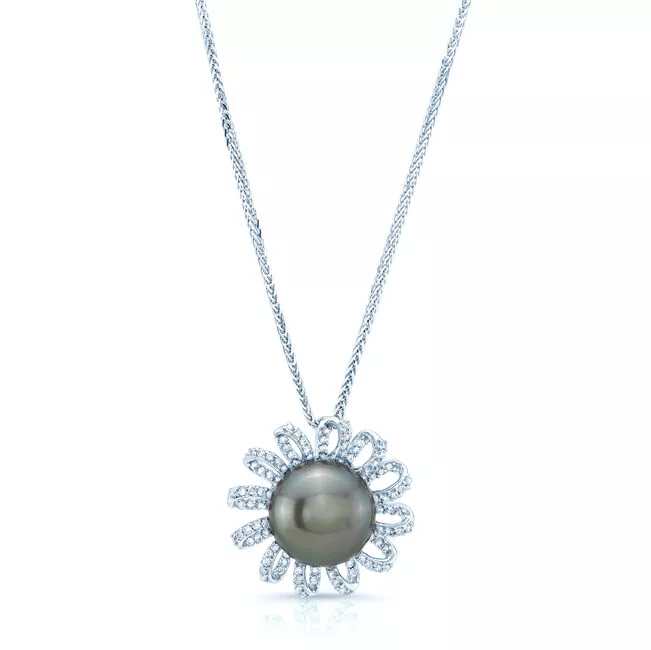 White gold deals flower pendant