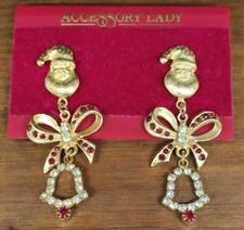 Christmas Earrings- Accessory Lady Santa,Ribbon,Bell Earrings