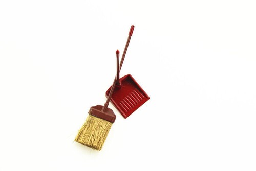 2PC Dollhouse Miniature 1:12 Metal Broom Dustpan Cleaning Home Kit Accessories - Picture 2 of 5