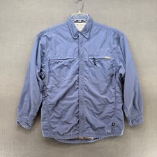 Vtg Columbia Jacket Mens Medium Blue Windbreaker Lined Full Snap Vents 90s