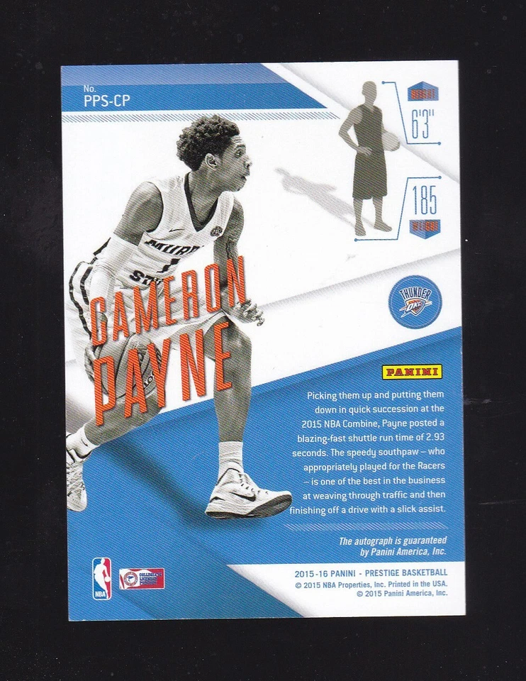 2015-16 Prestige Cameron Payne 8/299 Rookie Autograph #PPS-CP Thunder Foto 2 de 2