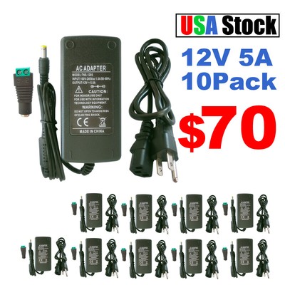 12V 5A Power Adapter AC 100-220V to DC 60W Power Supply for LED Strip Light CCTV