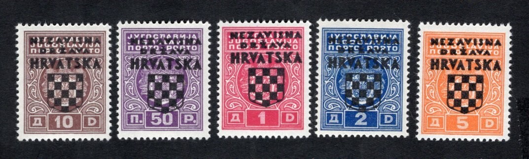 Croatia 1941 5 stamps Mi#Porto 1-5 START10%ONLY MH CV=54$ Croatia 1941 5 stamps Mi#Porto 1-5 START10%ONLY MH CV=54$