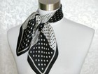 New 100% Charmeuse Silk Scarf Bandana Black White Art — photo 2