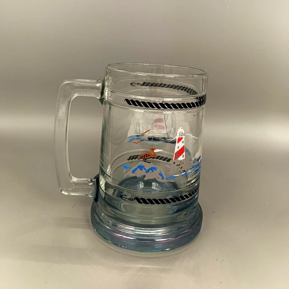 1 Caneca de Cerveja de Cristal Náutico Design de Veleiro & Farol da Princess House EC lp - Imagem 2 de 4