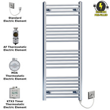 Image of 600 mm Wide Chrome Electric Pre-Filled Heated Towel Radiator Bathroom Rail