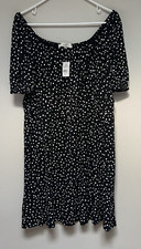 NWT LOFT Womens Black Polka Dot Dress XLStretchy
