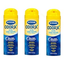 3 Pack Dr. Scholls Odor X Odor Fighting Spray Powder 4.7 Oz Each