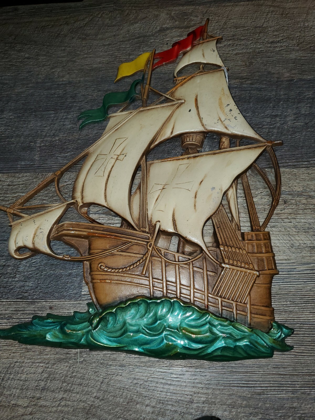 Vintage Nautical Sexton Metal Ship Wall Decor 2 piece set boats Nautica