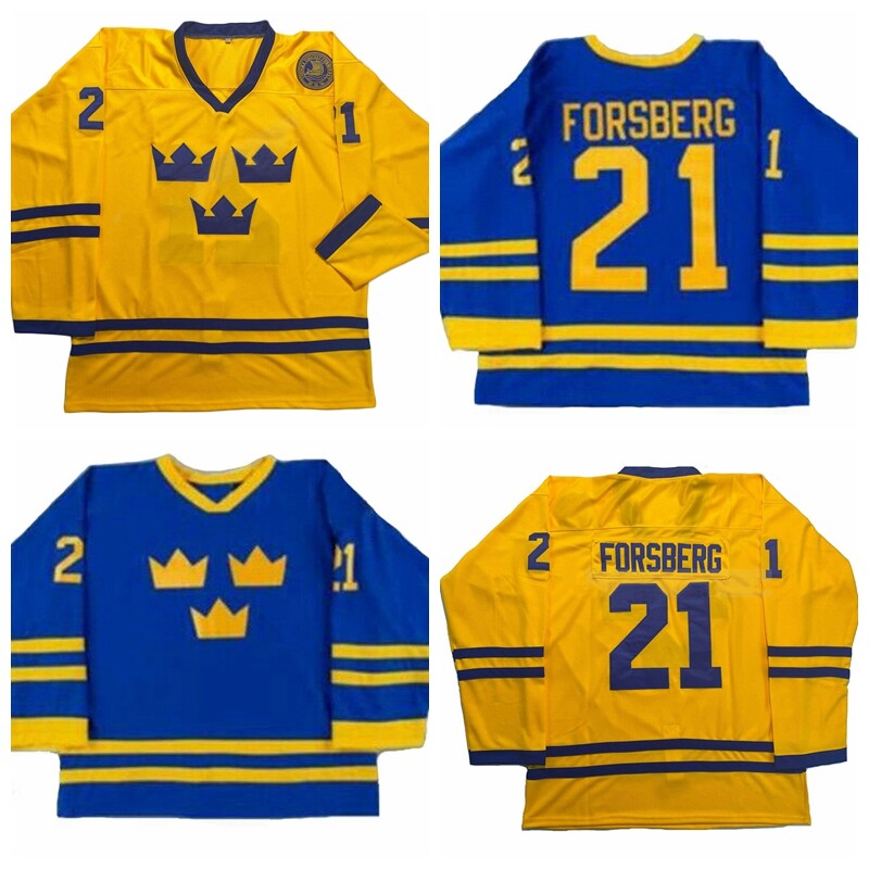 Latvia Hockey Jersey 21 Peter Forsberg Jersey Team SWEDEN Ice