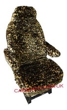 HYMER LUXURY MOTORHOME SEAT COVERS - LEOPARD FAUX FUR PAIR + ARMREST COVERS
