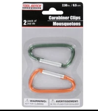 CARABINERS Light Duty Metal D-Shape by Tool Bench Hardware ~ NEW in Package!