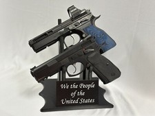 Black Double Pistol/Revolver Display Stand - Choose a Plaque
