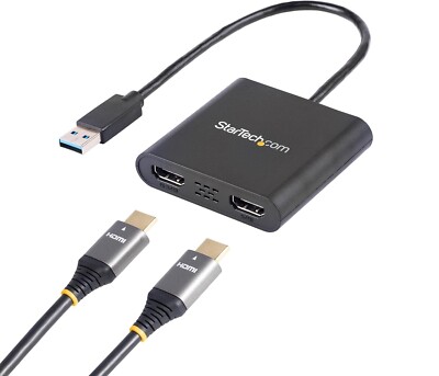 StarTech USB 3.0 to Dual HDMI Adapter, USB to 2x HDMI Monitor Converter