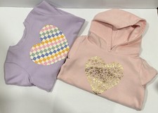 Lot Of 2 Cat  Jack Girls Sweatshirts Pink Hoodie  Purple Pullover Sz S 6-6X 